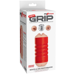 PDX Extreme Tight Grip Dual-Density Squeezeable Mouth & Ass Masturbator