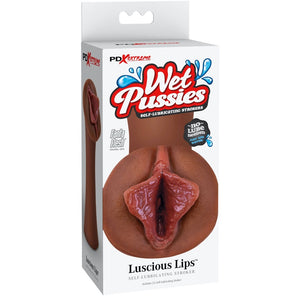 PDX Extreme Wet Pussies Luscious Lips Self Lubricating Stroker - Brown