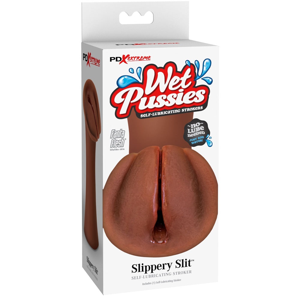 PDX Extreme Wet Pussies Slippery Slit Self Lubricating Stroker - Brown