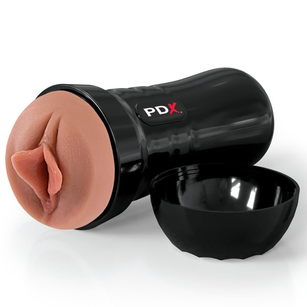 PDX Extreme Wet Pussies Super Luscious Lips Self-Lubricating Stroker - Brown