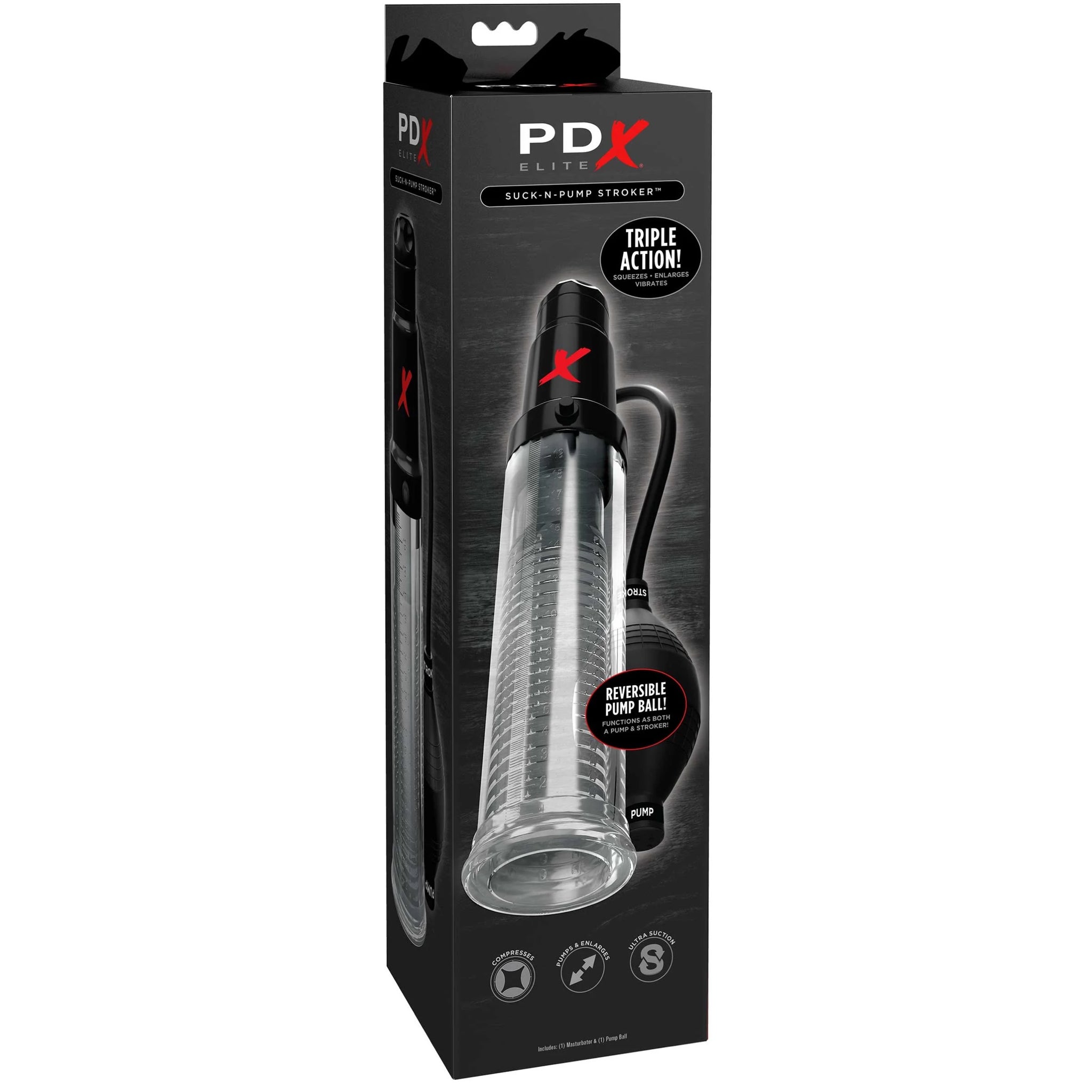 PDX Elite Suck-N-Pump Triple Action Stroker & Penis Pump