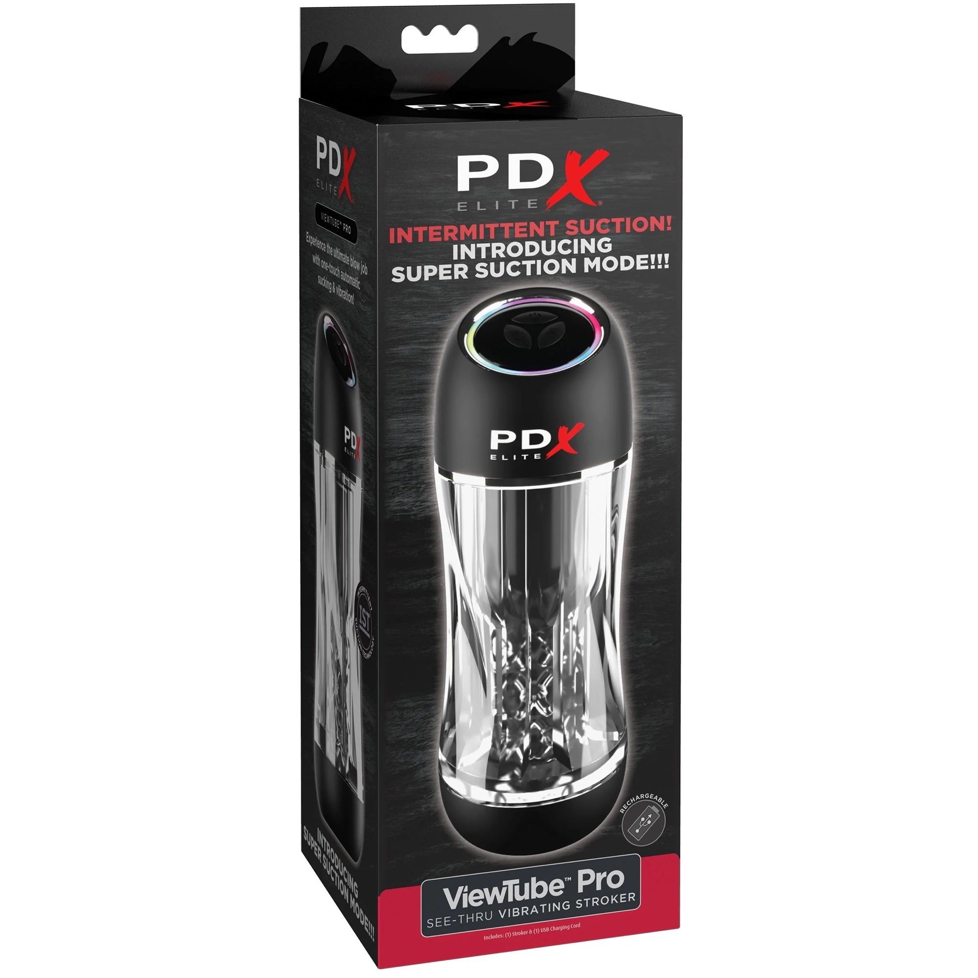 PDX Elite ViewTube Pro See-Thru Vibrating Stroker with Intermittent Suction