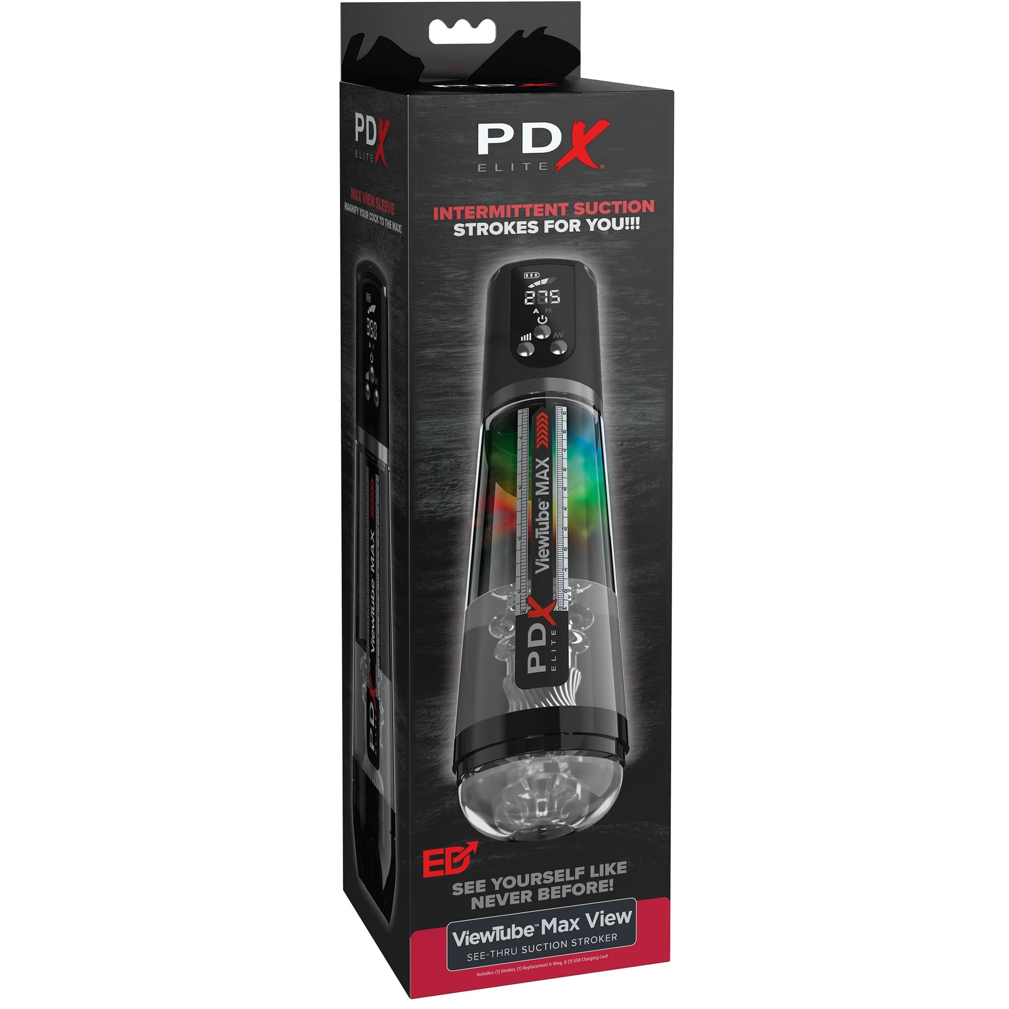 PDX Elite ViewTube Max View See-Thru Stroker with Intermittent Suction