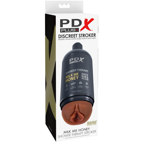 PDX Plus Shower Therapy Milk Me Honey Hands-Free Discreet Shower Bottle Stroker - Brown