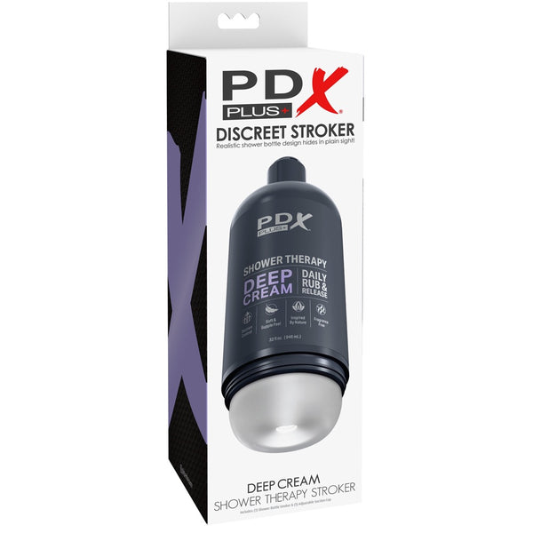 PDX Plus Shower Therapy Deep Cream Hands-Free Discreet Shower Bottle Stroker