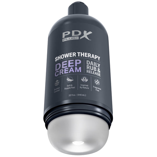 PDX Plus Shower Therapy Deep Cream Hands-Free Discreet Shower Bottle Stroker
