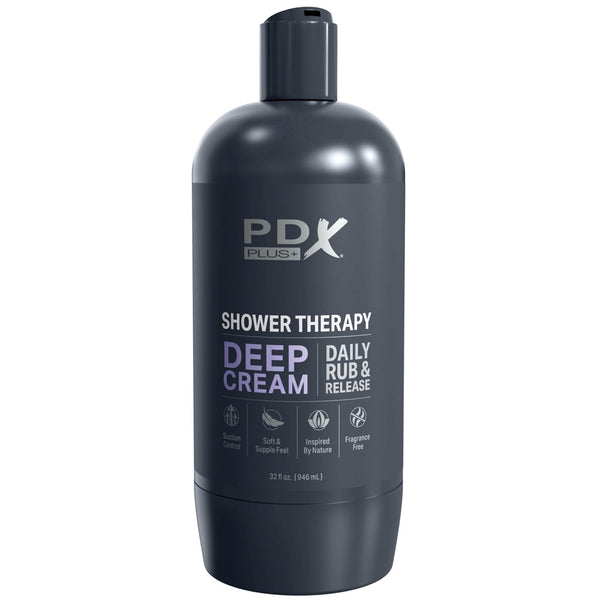 PDX Plus Shower Therapy Deep Cream Hands-Free Discreet Shower Bottle Stroker