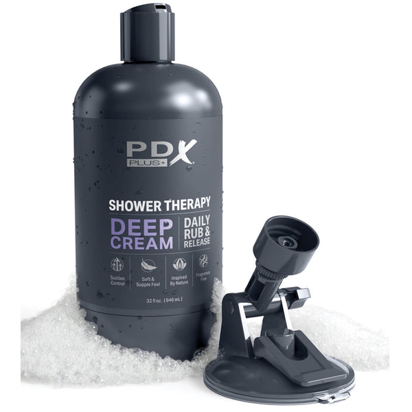 PDX Plus Shower Therapy Deep Cream Hands-Free Discreet Shower Bottle Stroker