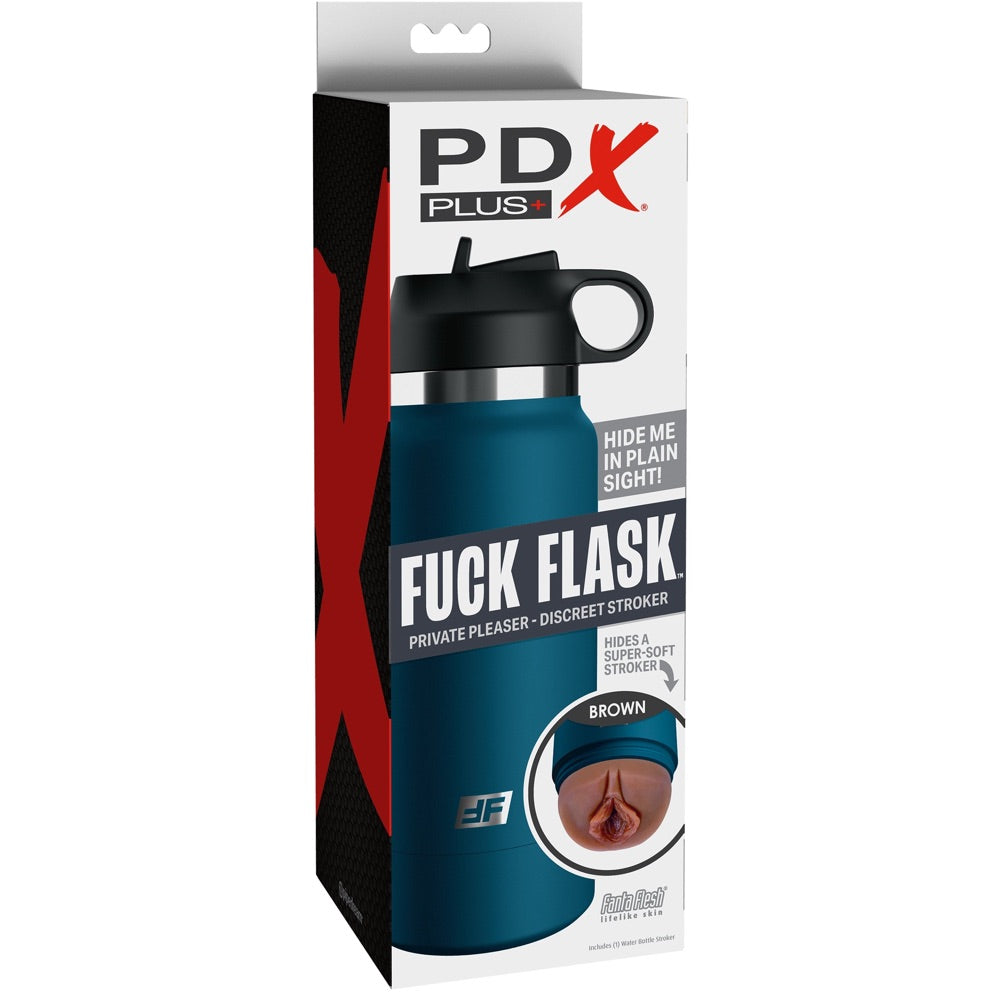 PDX Plus Fuck Flask Private Pleaser Discreet Water Bottle Stroker - Brown