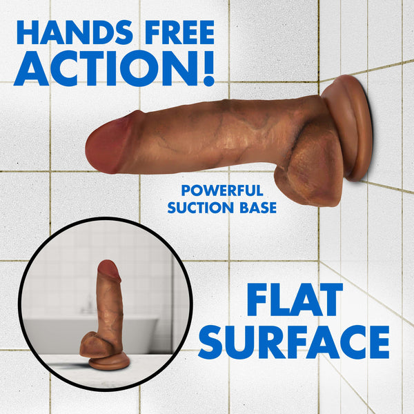 Jock 7" Bareskin Dildo with Balls - Dark