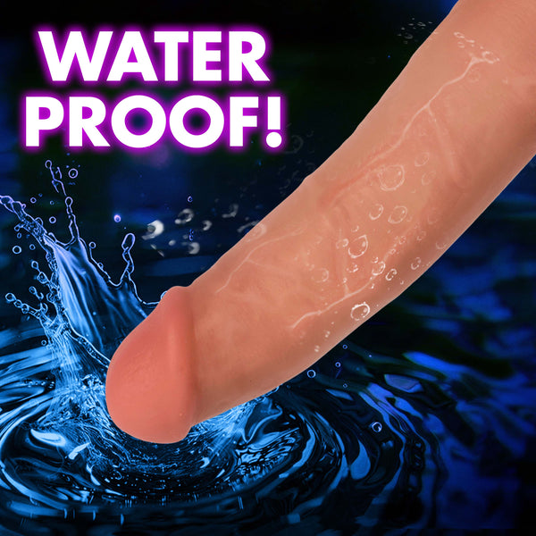 Jock 8" Bareskin Vibrating Dildo with Balls - Light