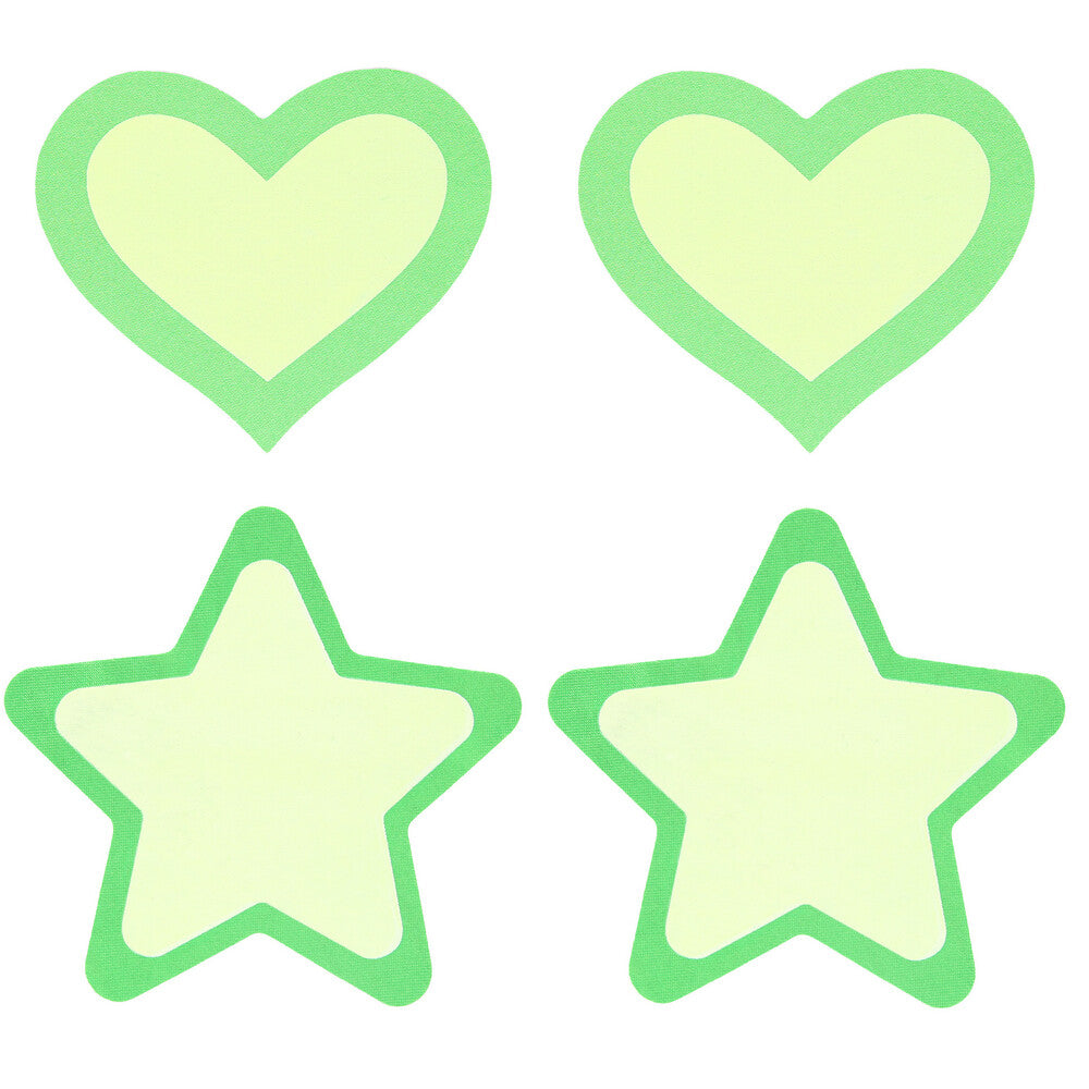 Glow In The Dark Hearts & Stars Nipple Pasties