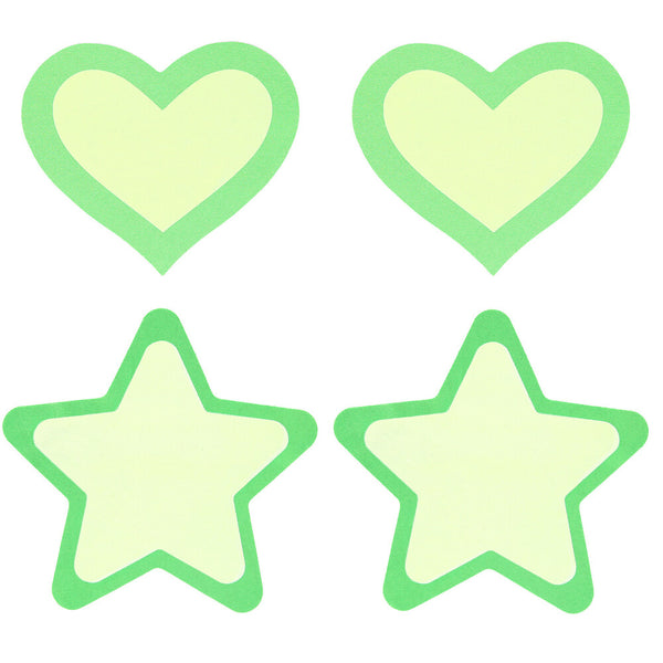 Glow In The Dark Hearts & Stars Nipple Pasties