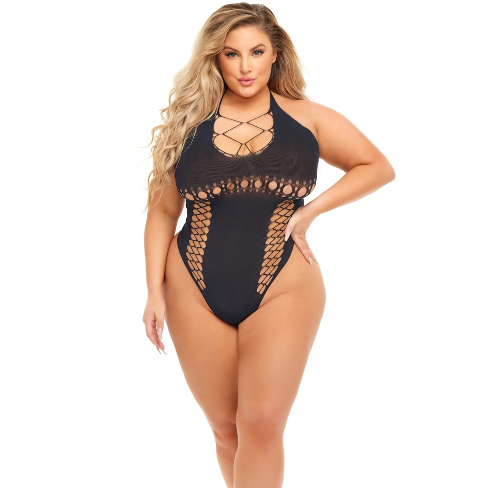 Pink Lipstick Plus Size Hot Too Handle Bodysuit - Black - Extreme Toyz Singapore - https://extremetoyz.com.sg - Sex Toys and Lingerie Online Store - Bondage Gear / Vibrators / Electrosex Toys / Wireless Remote Control Vibes / Sexy Lingerie and Role Play / BDSM / Dungeon Furnitures / Dildos and Strap Ons &nbsp;/ Anal and Prostate Massagers / Anal Douche and Cleaning Aide / Delay Sprays and Gels / Lubricants and more...