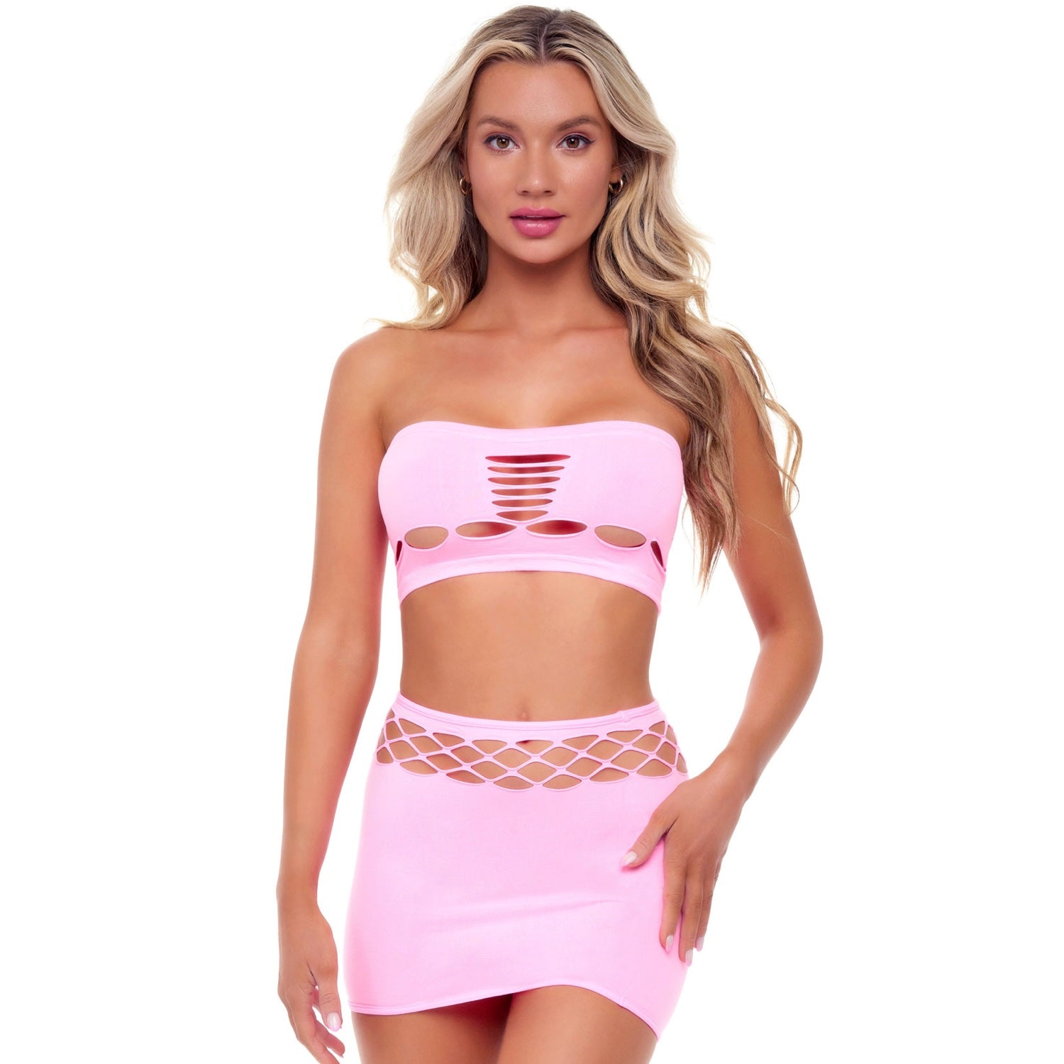 Net Worth 2pc Bandeau Set - Pink