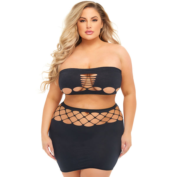 Plus Size Net Worth 2pc Bandeau Set- Black