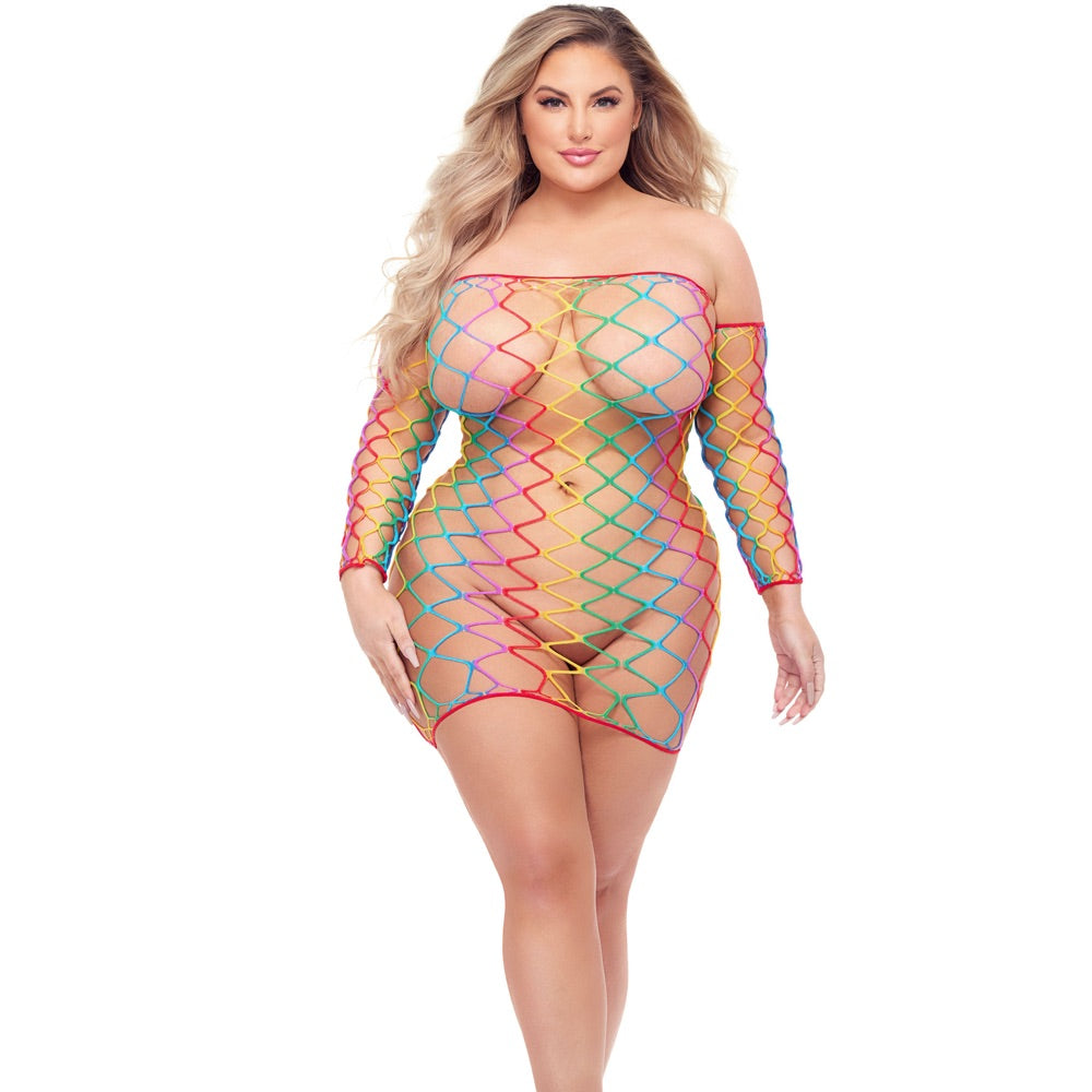 Pink Lipstick Lingerie Plus Size Taste the Rainbow Dress and Sleeves - Rainbow - Extreme Toyz Singapore - https://extremetoyz.com.sg - Sex Toys and Lingerie Online Store - Bondage Gear / Vibrators / Electrosex Toys / Wireless Remote Control Vibes / Sexy Lingerie and Role Play / BDSM / Dungeon Furnitures / Dildos and Strap Ons &nbsp;/ Anal and Prostate Massagers / Anal Douche and Cleaning Aide / Delay Sprays and Gels / Lubricants and more...