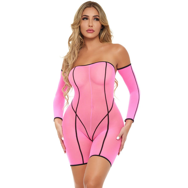 Pink Lipstick Lingerie Double Vision Bodysuit with Sleeves Set - Pink - Extreme Toyz Singapore - https://extremetoyz.com.sg - Sex Toys and Lingerie Online Store - Bondage Gear / Vibrators / Electrosex Toys / Wireless Remote Control Vibes / Sexy Lingerie and Role Play / BDSM / Dungeon Furnitures / Dildos and Strap Ons &nbsp;/ Anal and Prostate Massagers / Anal Douche and Cleaning Aide / Delay Sprays and Gels / Lubricants and more...