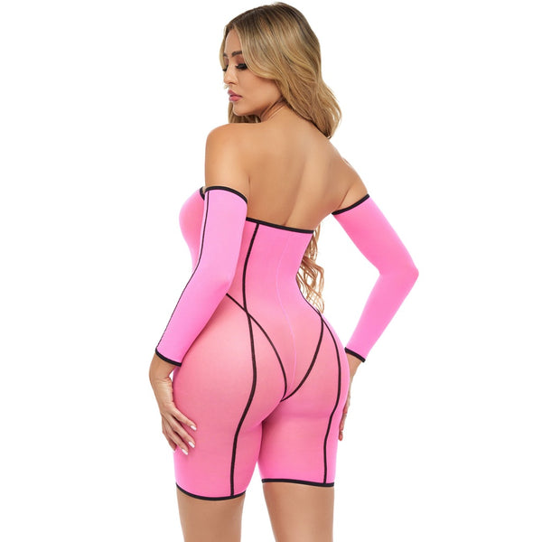 Pink Lipstick Lingerie Double Vision Bodysuit with Sleeves Set - Pink - Extreme Toyz Singapore - https://extremetoyz.com.sg - Sex Toys and Lingerie Online Store - Bondage Gear / Vibrators / Electrosex Toys / Wireless Remote Control Vibes / Sexy Lingerie and Role Play / BDSM / Dungeon Furnitures / Dildos and Strap Ons &nbsp;/ Anal and Prostate Massagers / Anal Douche and Cleaning Aide / Delay Sprays and Gels / Lubricants and more...