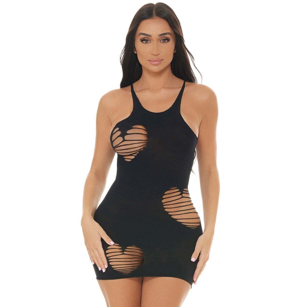 Heart Rate Bodystocking Dress - Black