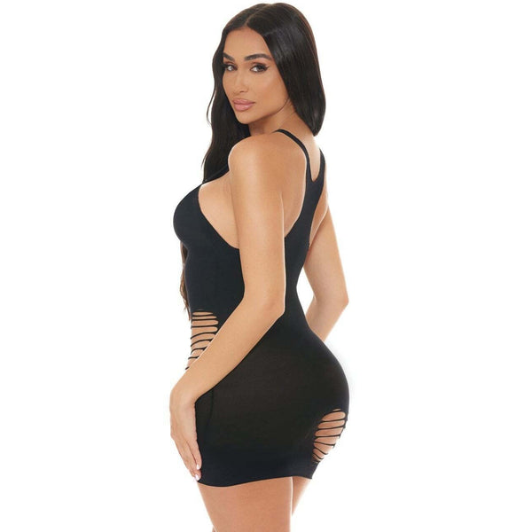 Heart Rate Bodystocking Dress - Black