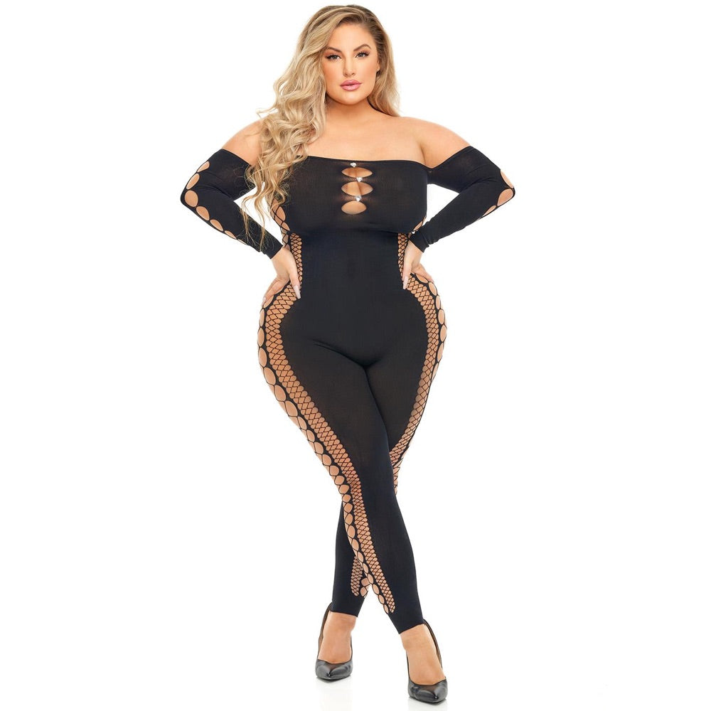 Pink Lipstick Lingerie Plus Size Diamond Dripping Bodystocking - Black - Extreme Toyz Singapore - https://extremetoyz.com.sg - Sex Toys and Lingerie Online Store - Bondage Gear / Vibrators / Electrosex Toys / Wireless Remote Control Vibes / Sexy Lingerie and Role Play / BDSM / Dungeon Furnitures / Dildos and Strap Ons &nbsp;/ Anal and Prostate Massagers / Anal Douche and Cleaning Aide / Delay Sprays and Gels / Lubricants and more...