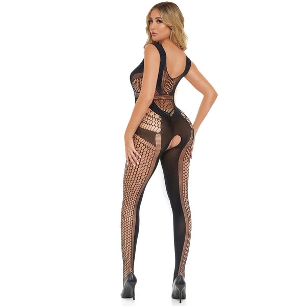 Pink Lipstick Lingerie Catch Feelings Crotchless Bodystocking - Black - Extreme Toyz Singapore - https://extremetoyz.com.sg - Sex Toys and Lingerie Online Store - Bondage Gear / Vibrators / Electrosex Toys / Wireless Remote Control Vibes / Sexy Lingerie and Role Play / BDSM / Dungeon Furnitures / Dildos and Strap Ons &nbsp;/ Anal and Prostate Massagers / Anal Douche and Cleaning Aide / Delay Sprays and Gels / Lubricants and more...