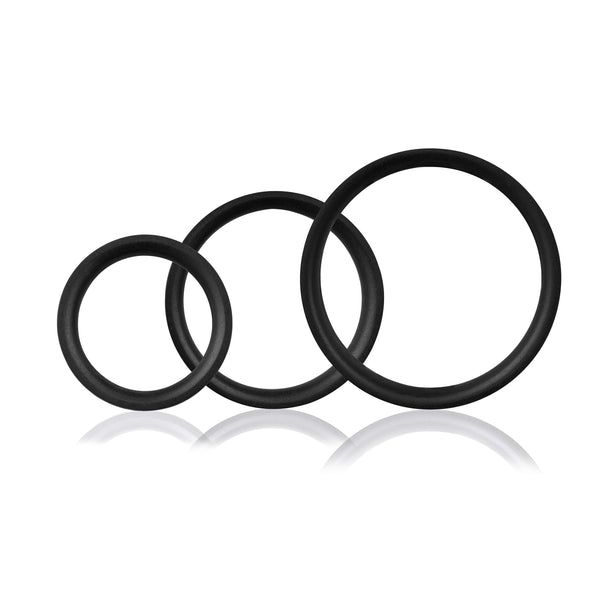 RingO Pro X3 True Silicone Cock Ring Set - Black