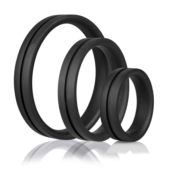 RingO Pro X3 True Silicone Cock Ring Set - Black
