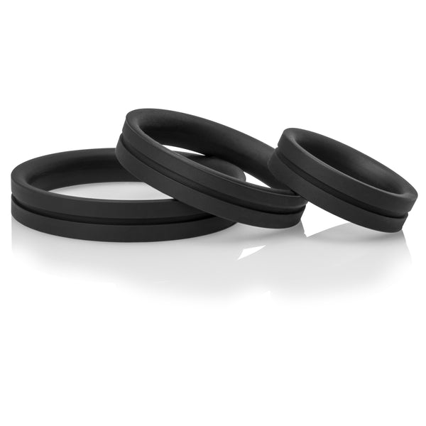 RingO Pro X3 True Silicone Cock Ring Set - Black