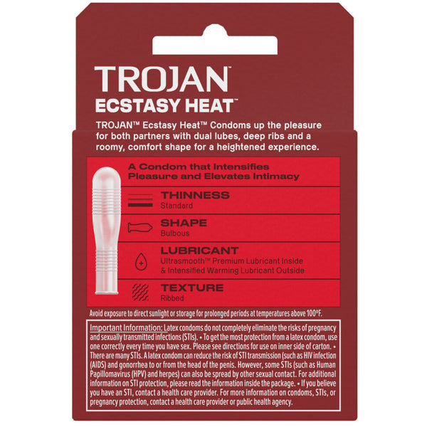 Ecstasy Heat Ultrasmooth & Intensified Lubricated Condoms - 3 Pack