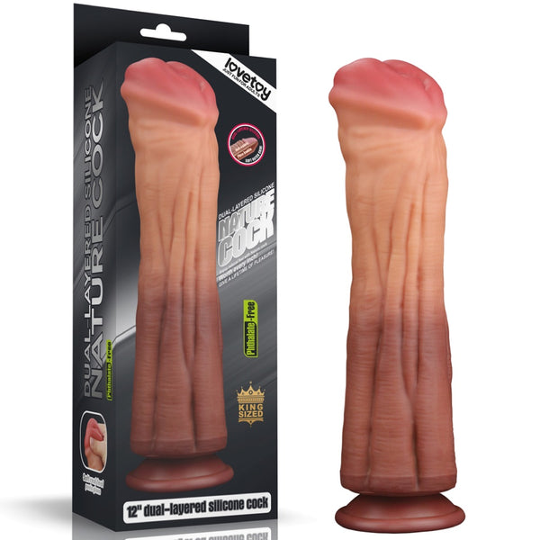 LoveToy 12'' Dual layered Platinum Silicone Cock Realistic Dildo - Extreme Toyz Singapore - https://extremetoyz.com.sg - Sex Toys and Lingerie Online Store  Edit alt text