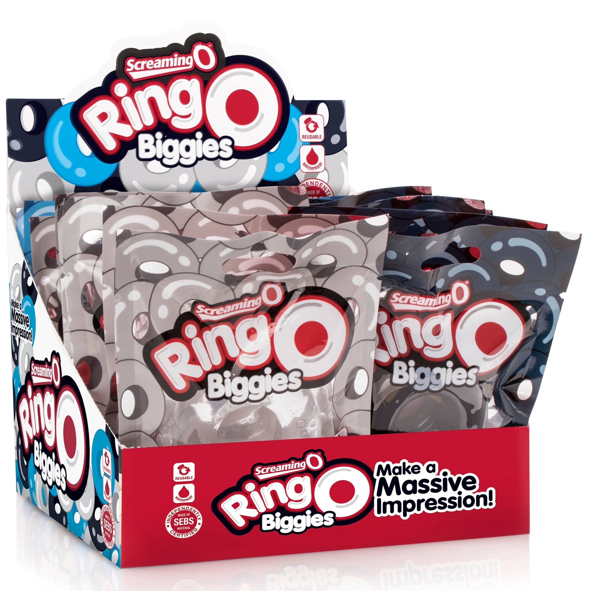 RingO Biggies Assorted Cock Ring - 18 Count