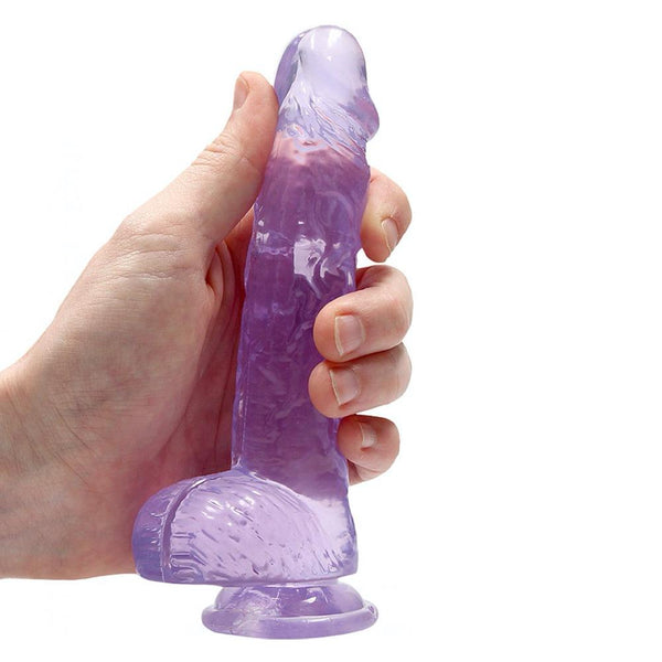 Shots America RealRock 6" Crystal Clear Dildo With Balls - Purple - Extreme Toyz Singapore - https://extremetoyz.com.sg - Sex Toys and Lingerie Online Store - Bondage Gear / Vibrators / Electrosex Toys / Wireless Remote Control Vibes / Sexy Lingerie and Role Play / BDSM / Dungeon Furnitures / Dildos and Strap Ons &nbsp;/ Anal and Prostate Massagers / Anal Douche and Cleaning Aide / Delay Sprays and Gels / Lubricants and more...