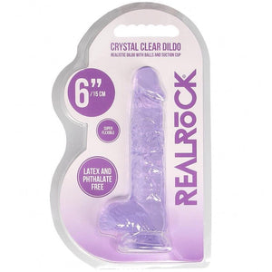 Shots America RealRock 6" Crystal Clear Dildo With Balls - Purple - Extreme Toyz Singapore - https://extremetoyz.com.sg - Sex Toys and Lingerie Online Store - Bondage Gear / Vibrators / Electrosex Toys / Wireless Remote Control Vibes / Sexy Lingerie and Role Play / BDSM / Dungeon Furnitures / Dildos and Strap Ons &nbsp;/ Anal and Prostate Massagers / Anal Douche and Cleaning Aide / Delay Sprays and Gels / Lubricants and more...