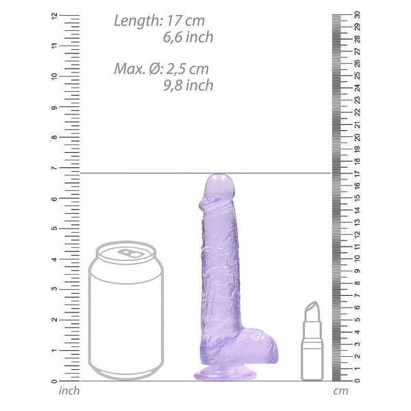 Shots America RealRock 6" Crystal Clear Dildo With Balls - Purple - Extreme Toyz Singapore - https://extremetoyz.com.sg - Sex Toys and Lingerie Online Store - Bondage Gear / Vibrators / Electrosex Toys / Wireless Remote Control Vibes / Sexy Lingerie and Role Play / BDSM / Dungeon Furnitures / Dildos and Strap Ons &nbsp;/ Anal and Prostate Massagers / Anal Douche and Cleaning Aide / Delay Sprays and Gels / Lubricants and more...