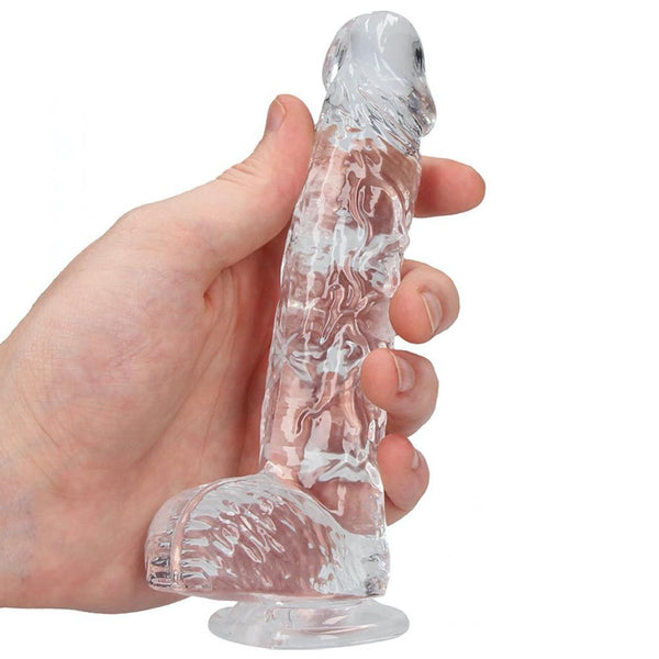 Shots America RealRock 6" Crystal Clear Dildo With Balls - Clear - Extreme Toyz Singapore - https://extremetoyz.com.sg - Sex Toys and Lingerie Online Store - Bondage Gear / Vibrators / Electrosex Toys / Wireless Remote Control Vibes / Sexy Lingerie and Role Play / BDSM / Dungeon Furnitures / Dildos and Strap Ons &nbsp;/ Anal and Prostate Massagers / Anal Douche and Cleaning Aide / Delay Sprays and Gels / Lubricants and more...
