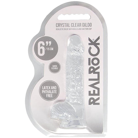 Shots America RealRock 6" Crystal Clear Dildo With Balls - Clear - Extreme Toyz Singapore - https://extremetoyz.com.sg - Sex Toys and Lingerie Online Store - Bondage Gear / Vibrators / Electrosex Toys / Wireless Remote Control Vibes / Sexy Lingerie and Role Play / BDSM / Dungeon Furnitures / Dildos and Strap Ons &nbsp;/ Anal and Prostate Massagers / Anal Douche and Cleaning Aide / Delay Sprays and Gels / Lubricants and more...