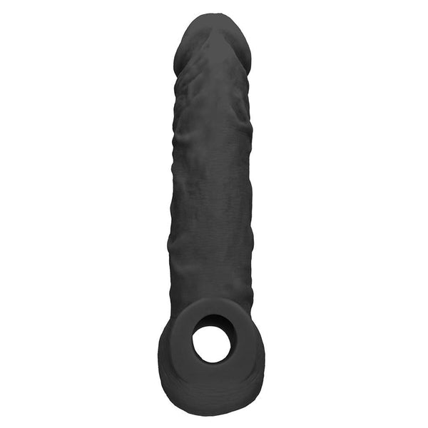 Shots America RealRock 8" Penis Sleeve with Ring - Black - Extreme Toyz Singapore - https://extremetoyz.com.sg - Sex Toys and Lingerie Online Store - Bondage Gear / Vibrators / Electrosex Toys / Wireless Remote Control Vibes / Sexy Lingerie and Role Play / BDSM / Dungeon Furnitures / Dildos and Strap Ons &nbsp;/ Anal and Prostate Massagers / Anal Douche and Cleaning Aide / Delay Sprays and Gels / Lubricants and more...