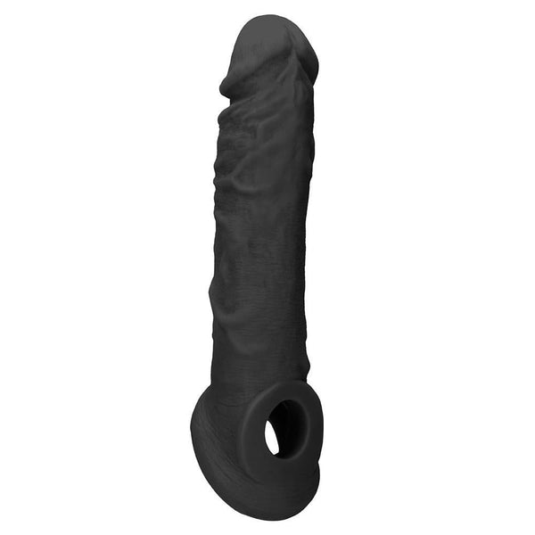 Shots America RealRock 8" Penis Sleeve with Ring - Black - Extreme Toyz Singapore - https://extremetoyz.com.sg - Sex Toys and Lingerie Online Store - Bondage Gear / Vibrators / Electrosex Toys / Wireless Remote Control Vibes / Sexy Lingerie and Role Play / BDSM / Dungeon Furnitures / Dildos and Strap Ons &nbsp;/ Anal and Prostate Massagers / Anal Douche and Cleaning Aide / Delay Sprays and Gels / Lubricants and more...