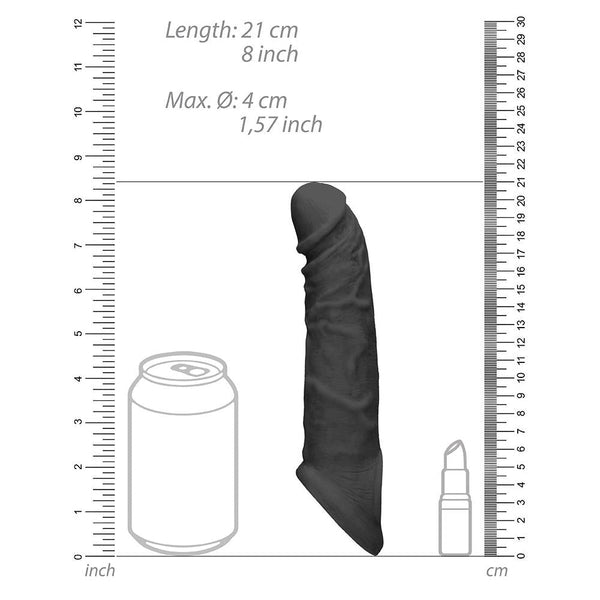 Shots America RealRock 8" Penis Sleeve with Ring - Black - Extreme Toyz Singapore - https://extremetoyz.com.sg - Sex Toys and Lingerie Online Store - Bondage Gear / Vibrators / Electrosex Toys / Wireless Remote Control Vibes / Sexy Lingerie and Role Play / BDSM / Dungeon Furnitures / Dildos and Strap Ons &nbsp;/ Anal and Prostate Massagers / Anal Douche and Cleaning Aide / Delay Sprays and Gels / Lubricants and more...