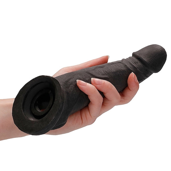 Shots America RealRock 8" Penis Sleeve with Ring - Black - Extreme Toyz Singapore - https://extremetoyz.com.sg - Sex Toys and Lingerie Online Store - Bondage Gear / Vibrators / Electrosex Toys / Wireless Remote Control Vibes / Sexy Lingerie and Role Play / BDSM / Dungeon Furnitures / Dildos and Strap Ons &nbsp;/ Anal and Prostate Massagers / Anal Douche and Cleaning Aide / Delay Sprays and Gels / Lubricants and more...