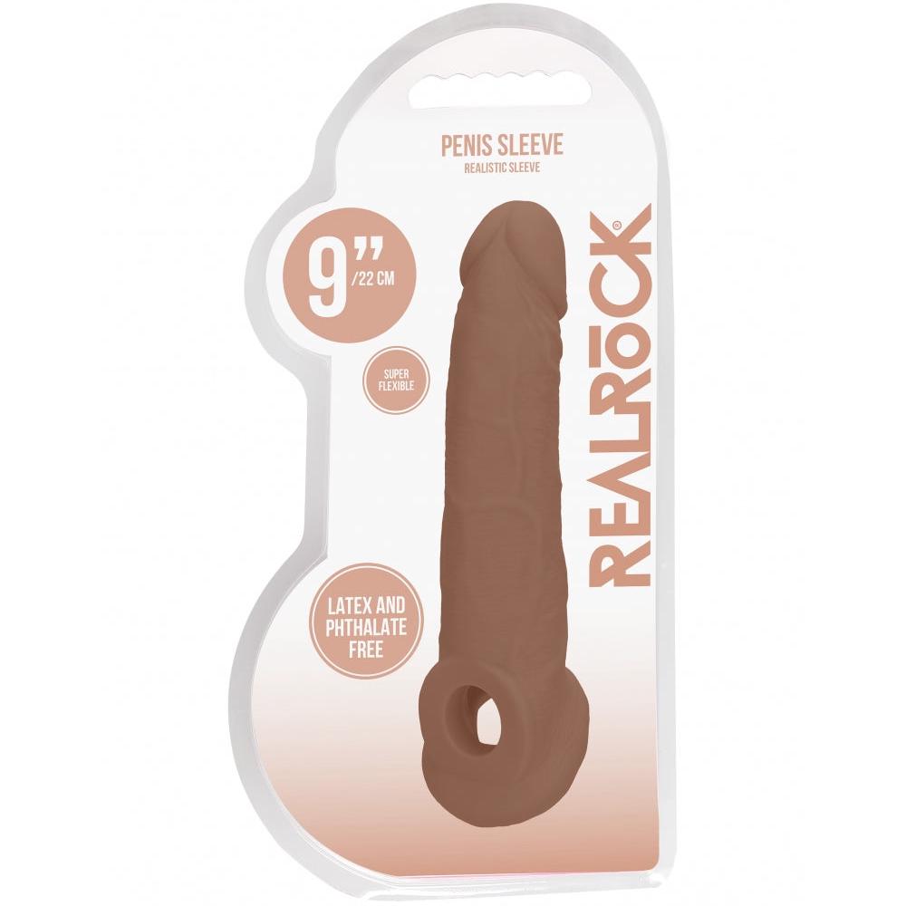 Shots America RealRock 9" Penis Sleeve with Ring - Tan - Extreme Toyz Singapore - https://extremetoyz.com.sg - Sex Toys and Lingerie Online Store - Bondage Gear / Vibrators / Electrosex Toys / Wireless Remote Control Vibes / Sexy Lingerie and Role Play / BDSM / Dungeon Furnitures / Dildos and Strap Ons &nbsp;/ Anal and Prostate Massagers / Anal Douche and Cleaning Aide / Delay Sprays and Gels / Lubricants and more...