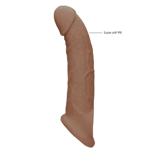 Shots America RealRock 9" Penis Sleeve with Ring - Tan - Extreme Toyz Singapore - https://extremetoyz.com.sg - Sex Toys and Lingerie Online Store - Bondage Gear / Vibrators / Electrosex Toys / Wireless Remote Control Vibes / Sexy Lingerie and Role Play / BDSM / Dungeon Furnitures / Dildos and Strap Ons &nbsp;/ Anal and Prostate Massagers / Anal Douche and Cleaning Aide / Delay Sprays and Gels / Lubricants and more...