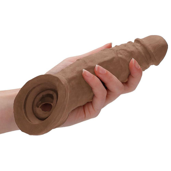 Shots America RealRock 9" Penis Sleeve with Ring - Tan - Extreme Toyz Singapore - https://extremetoyz.com.sg - Sex Toys and Lingerie Online Store - Bondage Gear / Vibrators / Electrosex Toys / Wireless Remote Control Vibes / Sexy Lingerie and Role Play / BDSM / Dungeon Furnitures / Dildos and Strap Ons &nbsp;/ Anal and Prostate Massagers / Anal Douche and Cleaning Aide / Delay Sprays and Gels / Lubricants and more...