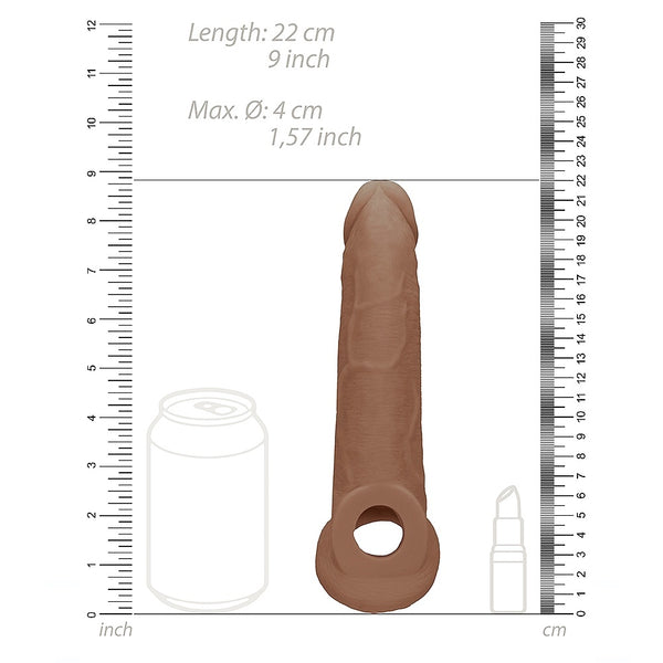 Shots America RealRock 9" Penis Sleeve with Ring - Tan - Extreme Toyz Singapore - https://extremetoyz.com.sg - Sex Toys and Lingerie Online Store - Bondage Gear / Vibrators / Electrosex Toys / Wireless Remote Control Vibes / Sexy Lingerie and Role Play / BDSM / Dungeon Furnitures / Dildos and Strap Ons &nbsp;/ Anal and Prostate Massagers / Anal Douche and Cleaning Aide / Delay Sprays and Gels / Lubricants and more...