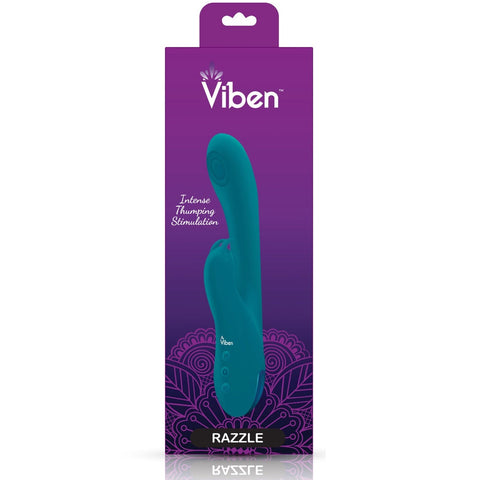 Razzle Rechargeable Thumping G-Spot Rabbit - Ocean