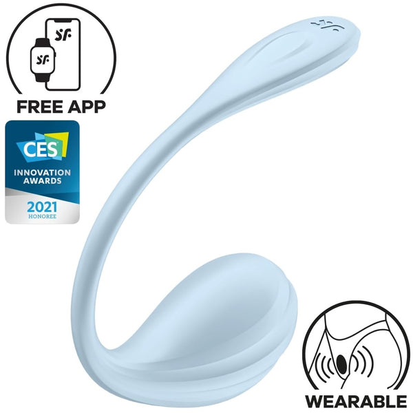 Smooth Petal Connect App Ergonomically Shaped Wearable Vibrator - Light Blue