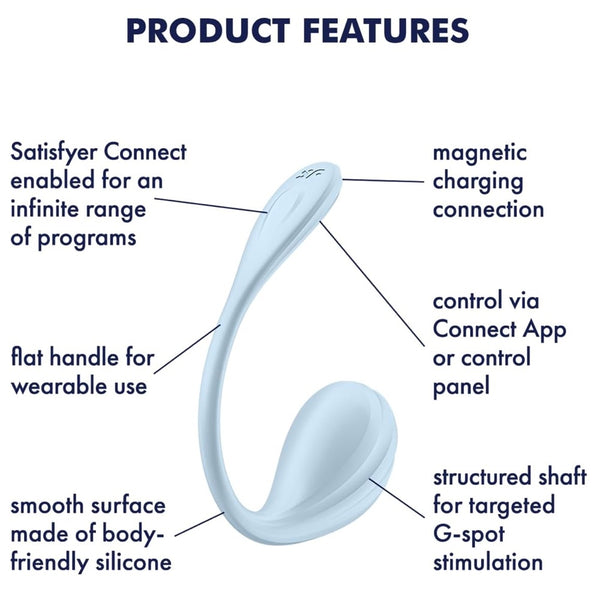 Smooth Petal Connect App Ergonomically Shaped Wearable Vibrator - Light Blue