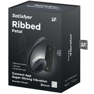 Ribbed Petal Connect App Super Strong Vibration Wearable Vibrator with Remote - Black